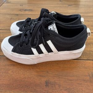 Adidas Nizza Black Canvas Sneakers